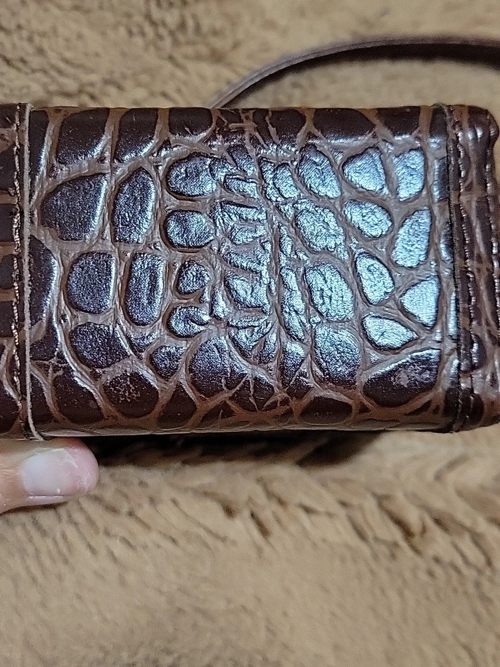 Mini Brown & Blue Heart Accent Crossbody Bag - Picture 5 of 10